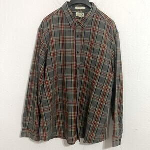 L.L. Bean Men Red/Gray Traditional Fit Checkered Flannel Shirt Size XXL